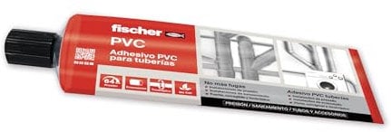 fischer – Adhesivo PVC (tubo 125 ml) incoloro, instalaciones profesionales, tuberías de PVC rígido para saneamiento, sistemas de riego, abastecimiento de aguas y líquidos, fácil aplicación