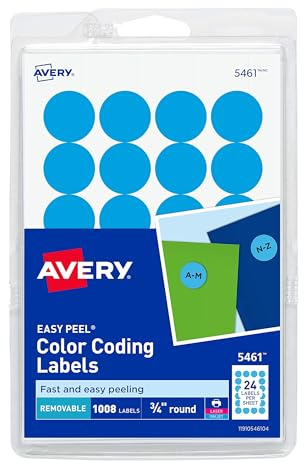 Avery® Print/Write Self-Adhesive Removable Labels, 0.75 Inch Diameter, Light Blue, 1,008 per Pack (5461)