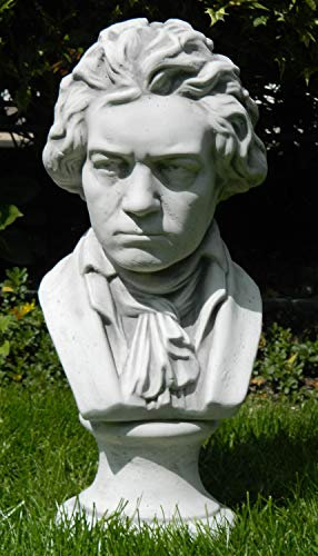 Deko Büste Ludwig Van Beethoven Gartendeko Komponist Höhe 41 cm Statue aus Beton grau patiniert