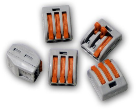 Wago Connectors 222-413, 3-Port Lever Cage Clamp Terminal Block by WAGO
