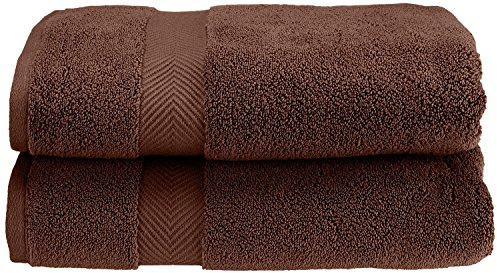 SUPERIOR Zero Twist 100% Cotton Bath Towels, Super Soft, Fluffy and Absorbent, Premium Quality Oversized Bath Towel Set of 2, Espresso