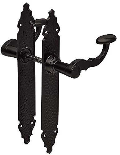 Amig - 6100 Set di maniglie rustiche Modello 100P | Piastra in acciaio e maiglia in zama | Colore nero | 280 x 45 x 3,5 mm.