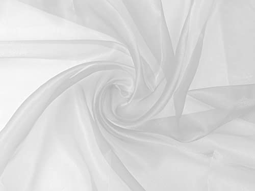 Organza Stoff Meterware am Stück - 150 cm Breite - (Weiß)