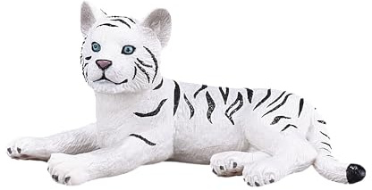 MOJO White Tiger cub lying down Wildlife Animal Model Toy Figure