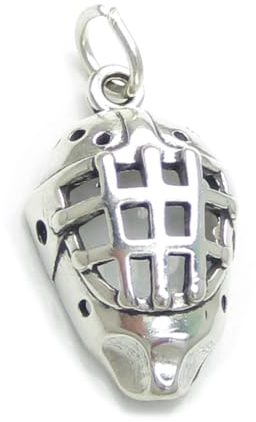 Eishockey-Gesichtsmaske Sterling Silber Charm .925 x 1 Masken Charms