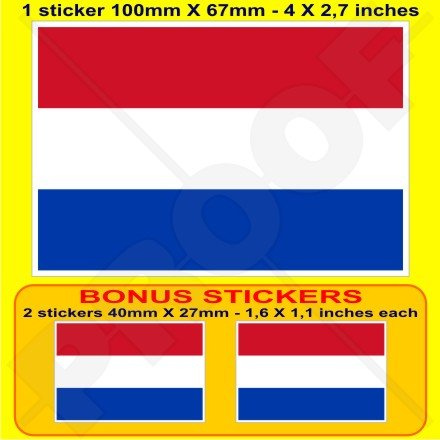 Niederlande Niederländische Flagge Holland 10,2 cm (100 mm) Vinyl Bumper Aufkleber, Aufkleber X1 + 2 Bonus