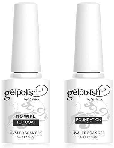Vishine 2 x 8ml Nail Art UV/LED Lamp Gel Polish Gelpolish Base Top Coat Primer Foundation Long-lasting