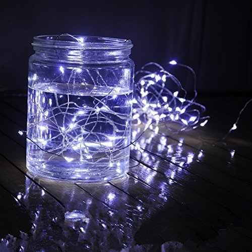 Timewanderer Cool White Led String Starry Fairy Lights AA Battery Operated 3M/10Ft 30 Bright Micro LED Lights Ultra Thin Decorative Lights Silver Wire for Bedroom DIY Decoration