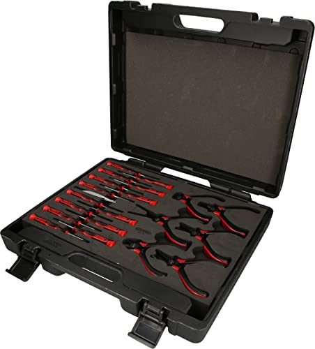 KS TOOLS 500.7190 Coffret de pinces et tournevis électroniques - 21 pcs Noir Taille Unique