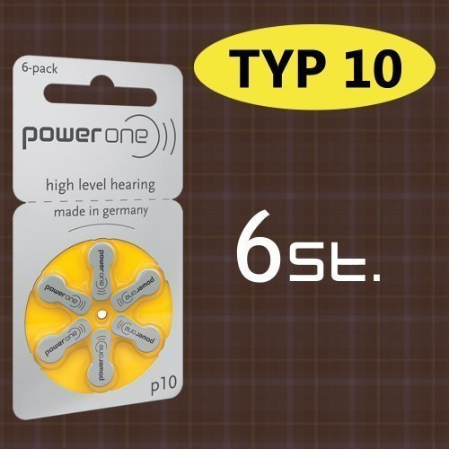6 Stück Batterie PowerOne Typ p 10 Hörgerätebatterien (für Hörgerät: Widex)