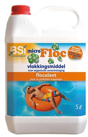 BSI - Floculant - Liquide - Pour amalgamer la pollution organique - Piscine - Micro Floc - 5L, Translucide
