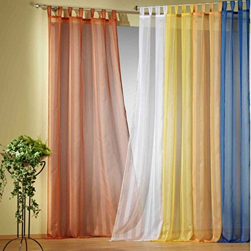 Gardine Vorhang Schlaufenschal transparent aus weichfliesendem Voile mit Effektstreifen in blau HxB 245x130 cm leichte Anbringung an allen Gardinenstangen TOP Qualität …auspacken, aufhängen, fertig! Typ119