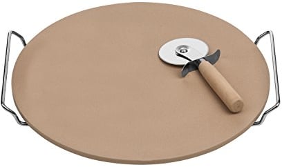 Premier Housewares Pizza Stone and Cutter Set, Stoneware Board/Chrome Stand, 4 x 35 x 33 cm, Natural