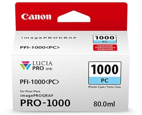 Canon Tintenpatrone PFI-1000 PC Fotocyan 80 ml ORIGINAL für imagePROGRAF PRO-1000, Photo Cyan