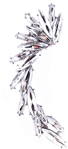 Happiness Boutique Orecchini Ear Cuff Stile Vintage in Argento | Orecchini Ear Cuff con Cristalli ad Ala senza nickel
