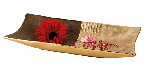 Unbekannt Moderne und große Deko Schale Obstschale aus Keramik Gold/braun 39x18 cm