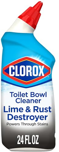 Clorox Toilet Bowl Cleaner Lime & Rust Destroyer, Automatic Toilet Bowl Cleaner, Healthcare Cleaning and Industrial Cleaning, 24 Ounces (Pack of 1)
