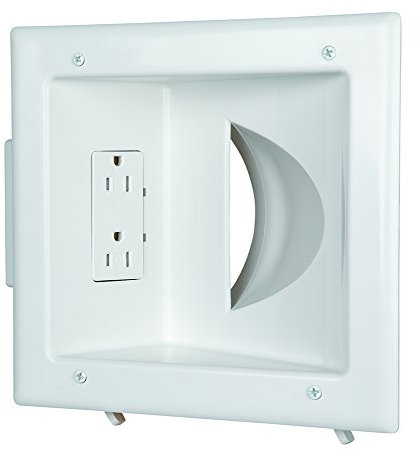 Datacomm 45-0031-WH Recessed Low Voltage Media Plate with Duplex Receptacle, White