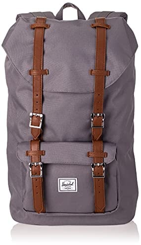 Herschel Little America Mid-volume, Zaino Medio Unisex Adulto, Grey/Tan Synthetic Leather, Taglia unica
