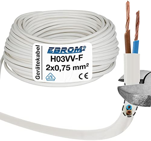 Leichte Schlauchleitung H03 VV-F, 2 x 0.75 mm², 25 m, weiß