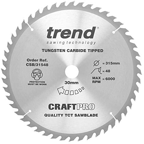 Trend Lame de Scie Circulaire pour Bois, 315 mm de Diamètre, 30 mm d'Alésage, 48 Dents, TCT, 3,2 mm de Trait de Scie, +15° Crochet, CSB/31548