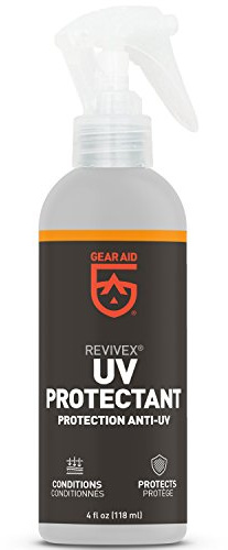 GEAR AID UV Protectant and Conditioner Spray, Apply to Outdoor Gear Made of Plastic, Vinyl, Neoprene such as Tents, Boat Covers, Kayaks and More to Prevent Cracking, Discoloration and Fading, 4 oz