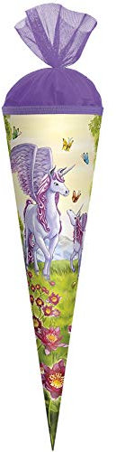 ROTH Motiv-Schultüte Unicorn 22cm rund mit Tüll-Verschluss