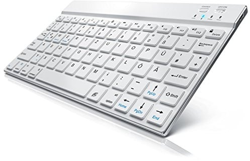CSL - Ultra Slim Bluetooth Tastatur Aluminium-Gehäuse - Bluetooth Wireless - Deutsches Layout - Layout optimiert für Apple Produkte - Anwendung auch für PC und Android Geräte