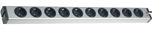 Mehrfachsteckdosenleiste 10-Fach Aluminium-Steckdosenleiste - Massive Stromschiene + VOLL-Aluminium-Gehäuse -250 V~, 50 Hz, 16A, 3.600 W