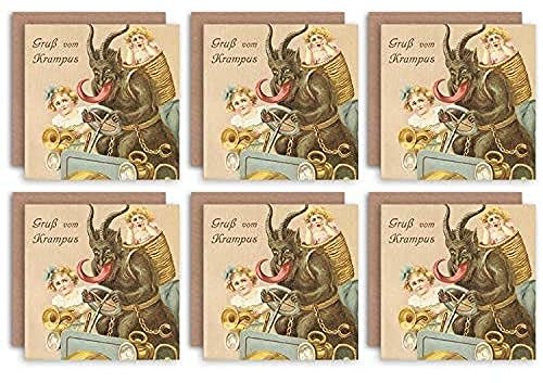 Wee Blue Coo Christmas Cards x6 Krampus Anti Santa Funny Kids Set Xmas Cards
