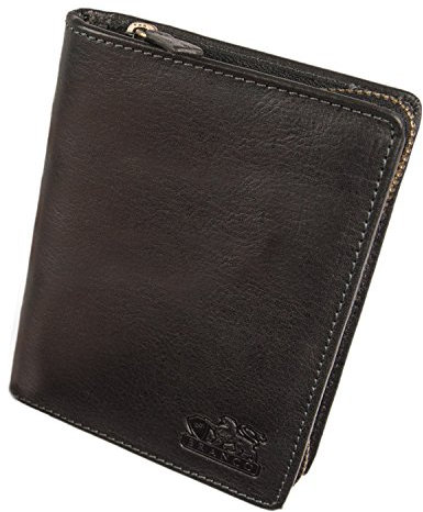 Jahn-Lederwaren Geldbörse Größe L, Großes Portemonnaie für Herren, Echt-Leder, Hochformat, Schwarz