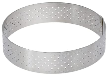 de Buyer - Runder Tortenring VALRHONA aus perforiertem Edelstahl - Durchmesser 10,5 cm, Höhe 2 cm - 3099.04, Silber