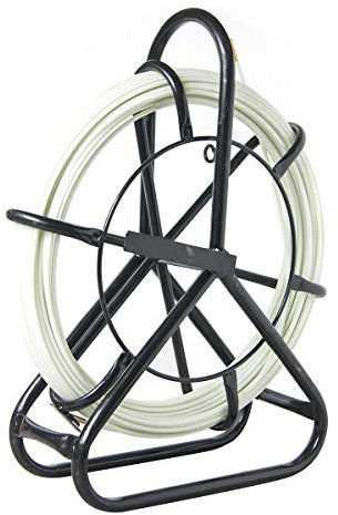 KATSU Rodador de Conducto de Fibra de Vidrio 5x50M con Soporte de Acero y Freno, Herramienta de Instalación de Cable Eléctrico de Fibra de Vidrio, Enhebrador de Cable de Tubería de Electricista