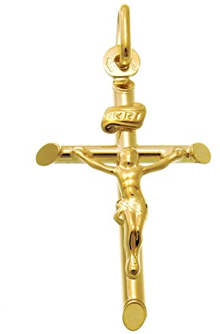 Alexander Castle Solide 9ct 375 Gold Kruzifix Halskette Anhänger für Frauen - 26mm x 18mm - Kreuz Charme mit Schmuck Geschenk-Box - NUR ANHÄNGERSCHMUCK