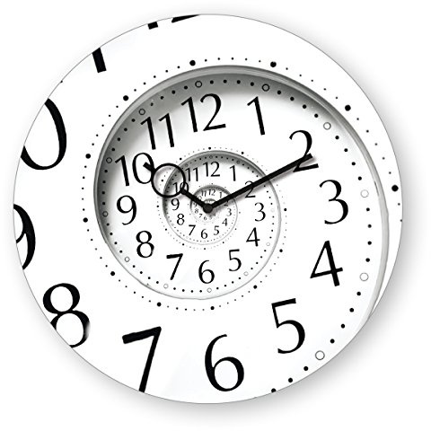 Wanduhr aus Glas, Time Flies, schwarz-weiß, Zahlen, 30x30 cm von Eurographics