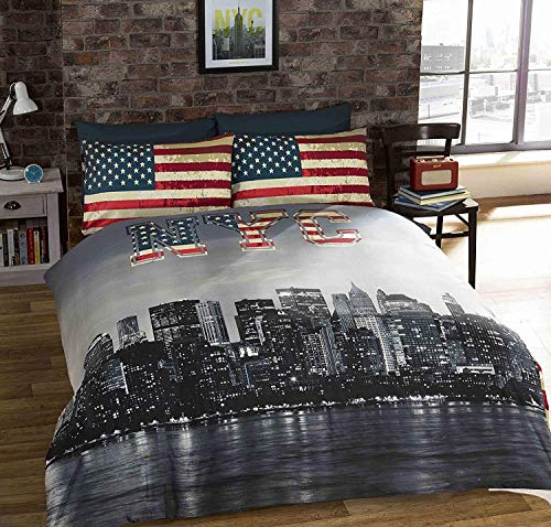 Urban Unique New York City Distressed Vintage Reversible NYC Foto Druck Bettbezug, Multi-Color, Single