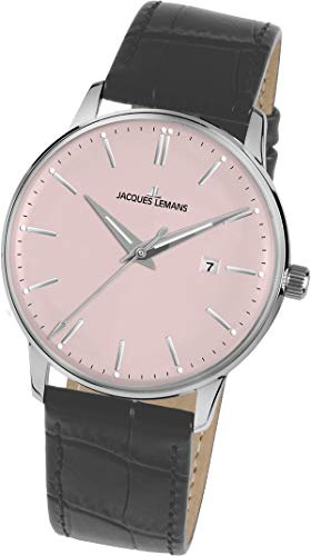 JACQUES LEMANS Unisex-Armbanduhr Classic Analog Quarz Leder N-213F