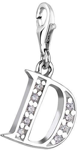 Nenalina Buchstabe D Karabiner Charm Anhänger für Bettelarmband aus 925 Sterling Silber 712704-019