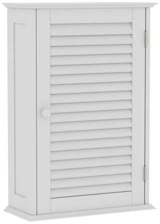 Bath Vida Badezimmerschrank, Einzeltür, Rollladen, Wandmontage, Aufbewahrung, Weiß, 17 cm x 39 cm x 57 cm
