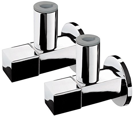 Design Eckventil mit Schubrosette | SQUARE | 1/2 Zoll | Messing verchromt | 2er-Set