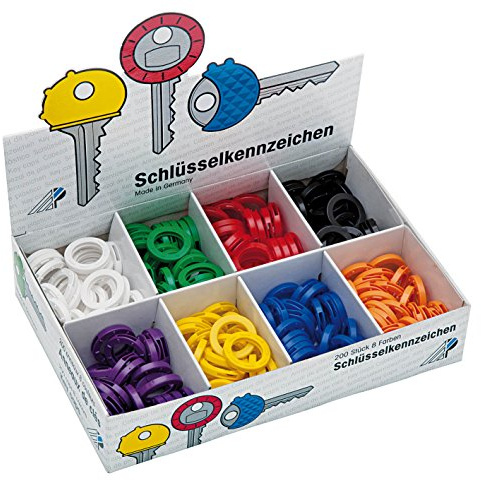 Wedo Schlüsselkennring 24 mm 200 Stück flexibel farbig Sortiert zur Schlüsselorganisation im Display