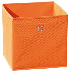 Inter Link – Faltbare Aufbewahrungsbox – Klappbarer Objekthalter – Stoff Faltbox – Aufbewahrungsbox für Raumteiler oder Regale – 32 x 32 x 32 cm – Mit Fingerloch – Winny – Orange