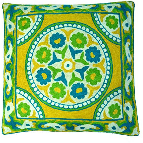 GURU SHOP Kelim Kissenhülle, Boho Kissenbezug `Kaschmir` aus Wolle - Muster 4, 50x50x1 cm