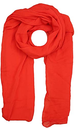 Cashmere Dreams Seiden-Tuch im Uni Design - Hochwertiger Schal für Damen Mädchen - Halstuch - Umschlagstuch - Loop - weicher Schlauchschal für Sommer Herbst und Winter Zwillingsherz - rot