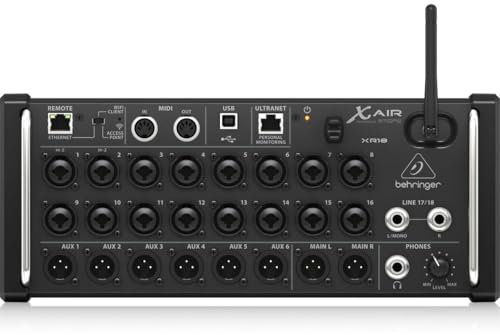 Behringer X AIR XR18 18-Channel, 12-Bus Digital Mixer for iPad/Android Tablets with 16 Programmable Midas Preamps, Integrated Wifi Module and Multi-Channel USB Audio Interface