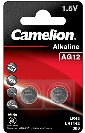 Camelion 120 50212 AG 12 LR43 Battery - Multicolour (Pack of 2)