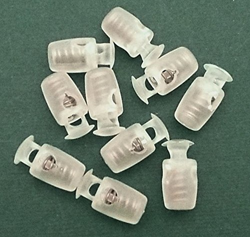 10 Kordelstopper 1-Loch Kunststoff milchig transparent bis 3 mm Kordelstärke
