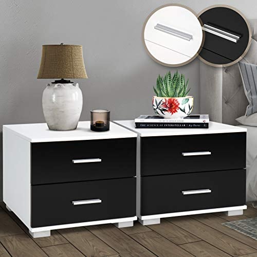 MIADOMODO® Nachttisch - 2er Set, 40x40x35cm, MDF, 2 Schubladen, Farbwahl - Boxspringbett Nachtschrank, Kommode Ablagetisch, Nachtkonsole, Nachtkommode für Schlafzimmer, Wohnzimmer (Schwarz)