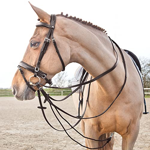 HORZE Sparta Schlaufzügel aus Nylon/Leder, Braun, F