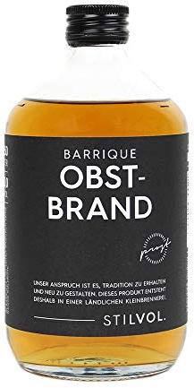 Obstbrand im Eichenfass 500ml mit 40% Alkohol von STILVOL. Spirituosen. Schönes Geschenk für Männer Hergestellt in einer Kleinrennerei aus regionalem Obst..